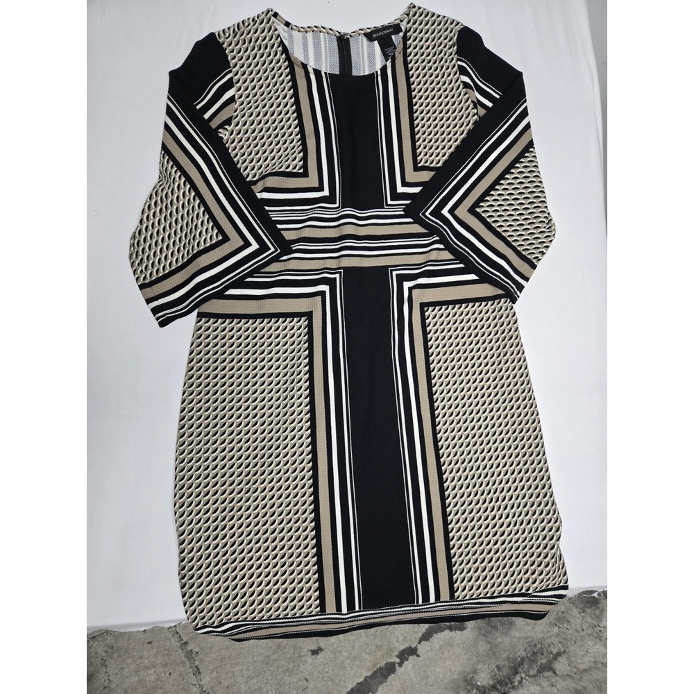 Ashley Stewart Dress Womens size 18 20 black beige print